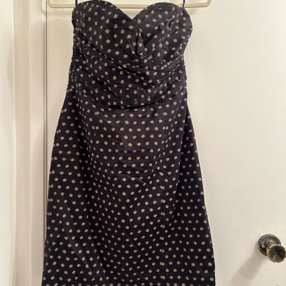 H&M black dress  with cream polkadots Sweetheart Neckline